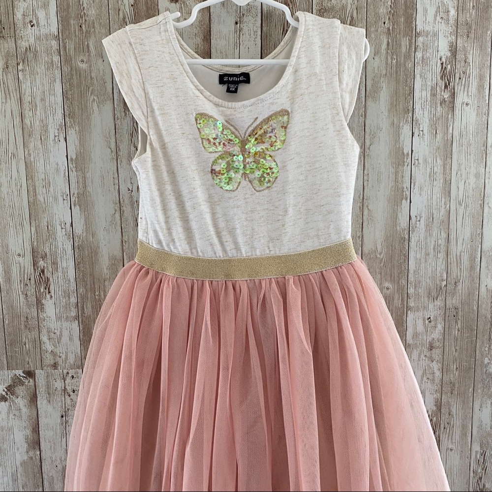 6 years girls dress with tulle pink and off white - Picture 1 of 10